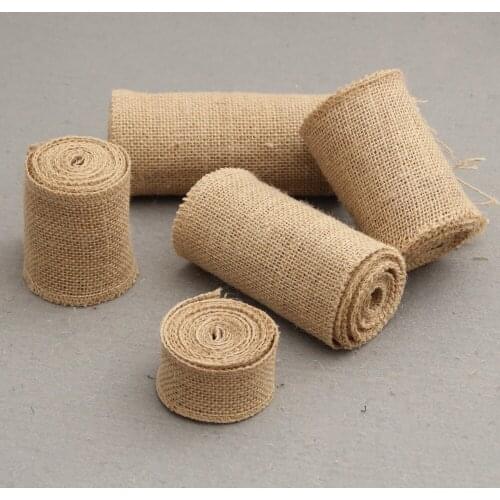 2M Natural Jute Burlap Hessian Ribbon Rolls Vintage Rustic Wedding Decoration Christmas Gift Wrapping Festival Party Home Decor