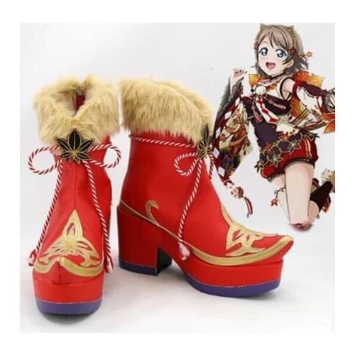 Love Live!Sunshine Aqours Takami Chika Sakurauchi Riko Cosplay Shoes Costume Accessories Halloween Party Boots Women Shoes