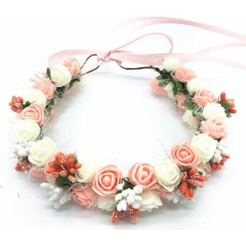 Small Rose Flower Crown Floral Headband Garland Women Girls Hair Accessories Bride Wedding Flower Wreath Wedding headdress