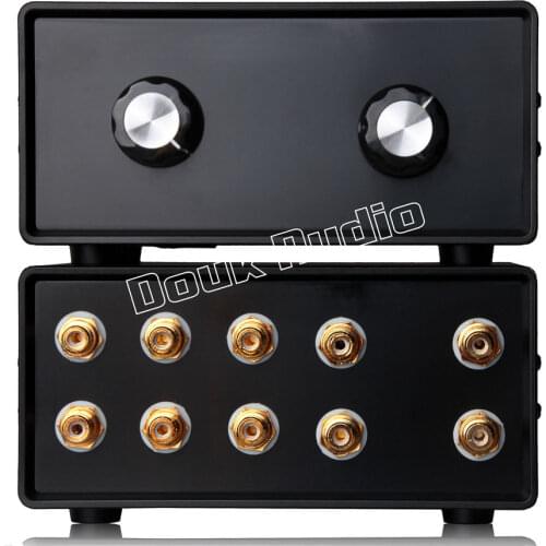 Mini Stereo 4-IN-1-OUT RCA Signal Input Audio Splitter/Switcher Volume Controler Passive Preamp