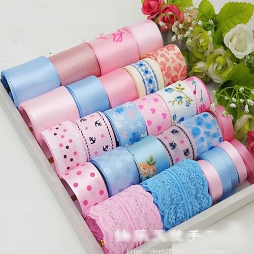 Manual diy hair clip Clip Ribbon Kit Pink Blue Ribbon Beginner Set Package(28meters )