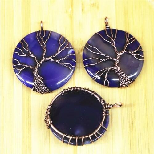 2021 New 7 Chakra Pendant Tree of Life Necklace Natural Stone Pendan Winding Suspension Crystal Stones Chakra Mens Necklace