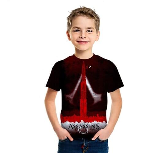 Boys And Girls Loose And Versatile Summer 3D Printing Short Sleeve Creative Fashion Light Top Childrens Youth Foreign Style