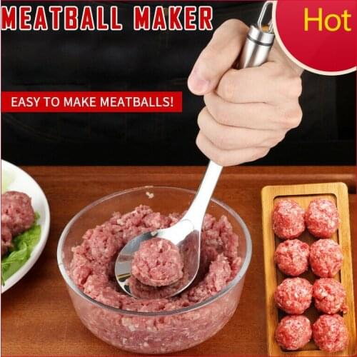 Stainless Steel Meatball Spoon Creative Non-Stick Scoop With Long Handle Leakage Hole Meatball Maker Mold Kitchen Utensil