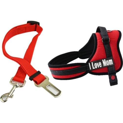 Dog Harness Free Name Phone Number Small Medium Big Dog Personalized Harness Car Safty Belt Pet Leash Lead Set