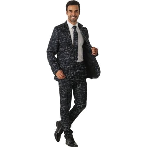 Holiday Clothing Back And White Formula Pattern Slim Single Button Suit Suitable For Friends Gathering Wedding Stage Suit