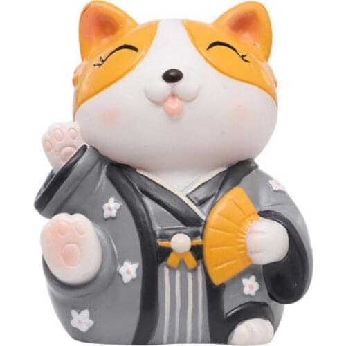 Lovely Animal Statue Figurines Decoration Adorable Cartoon Lucky Cat Figurines Home Desktop Ornaments Home Decor