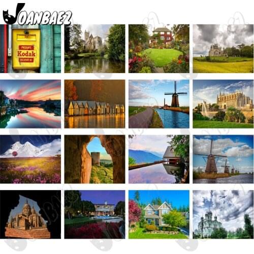Natural Scenery 5D Diy Diamond Painting Architectural Scenery Round Diamond Art Inlaid Home Room Wall Decoration Accessories