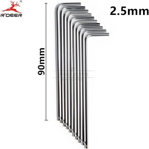 RDEER 10pcs Allen key Ball End 2.5mm Long Arm Hex Key Chrome Vanadium Hexagon Wrench Driver Metric Hand Tool Set