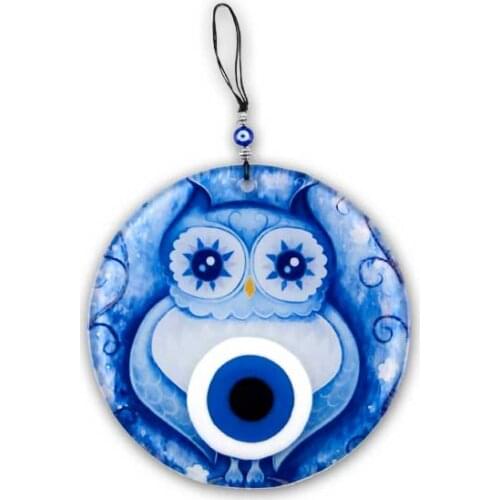 Handmade Blue Owl Fusion Evil Eye Bead 16cm