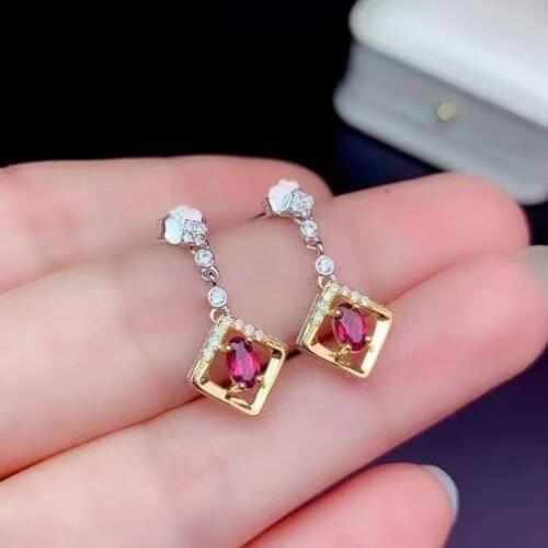 The Best Gift for Anniversary Garnet Earring 925 Sterling Silver Fine Jewelry Garnet Earring