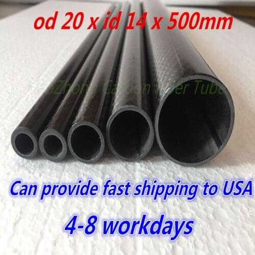 Fast shipping to USA od 20MM X id 14MM X 500MM Twill Glossy 3K Carbon Fiber Tube used for Airgun/Air rifle 20x14x500