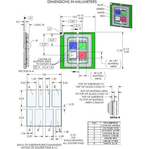SBM-160 High Power 35w RGBW LED Diode For Stage Light