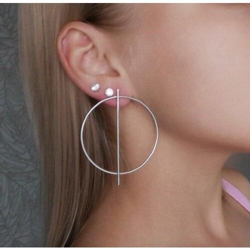 EK2171 New Fashion Exaggerated Big Drop Earrings for Women Circle Round Alloy Huggie Earrings Club Party Jewelry New Year Gift