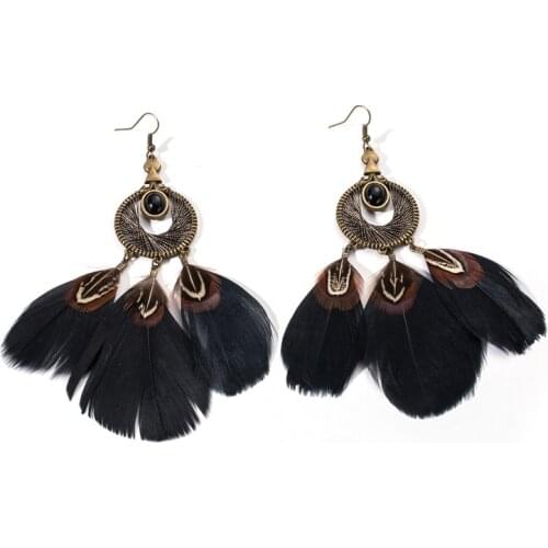 Earrings Fashion Jewelry 2017 Women Natural Feather Tassel Alloy Charms Handmade Earring Wedding Party Jewels Accessories