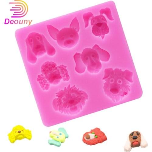 DEOUNY 7 Holes Cartoon Pet Dog Shape Silicone Mold Flexible Fondant DIY Cake Decoration Baking Tools Candy Chocolate Soap Mould