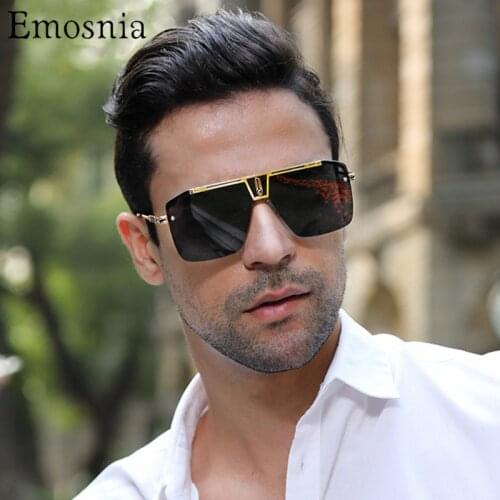 Vintage Mens Square Sunglasses 2021 Luxury Oversized Brand Design Sun Glasses Unisex Driving Flat Top Eyewear Metal Frame UV400