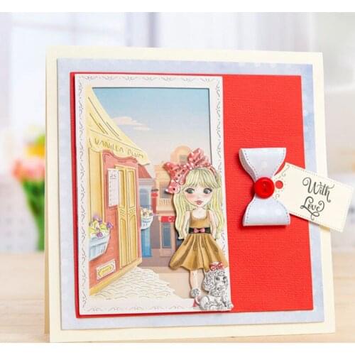 Girl Walk Dog Metal Cutting Dies Stencils For DIY Scrapbooking Photo Album Decorative Embossing Paper Cards Craft Die Cut 2019