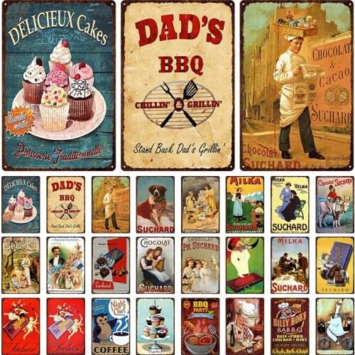 Vintage Farm Metal Tin Sign Milk Chocolate Plaque Retro European Style Metal Poster Wall Decor For Bar Kitchen Farm Tin Plate