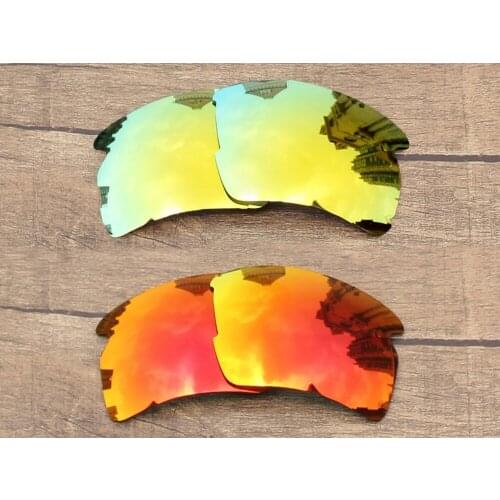 Vonxyz 2 Pairs Ruby Mirror & 24K Mirror Polycarbonate Replacement Lenses for-Oakley Flak 2.0 XL Frame
