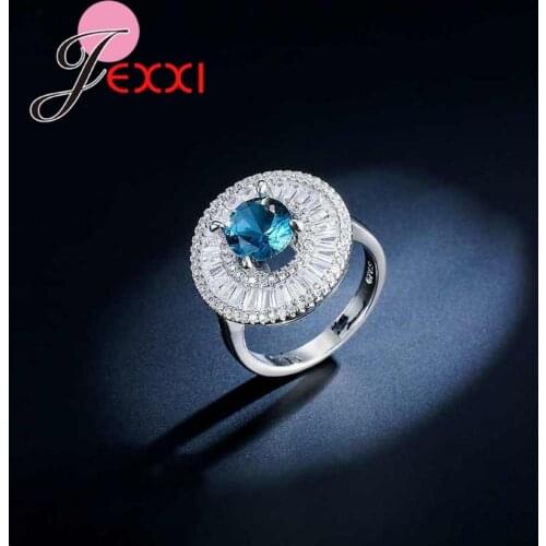 High Quality Simple Elegant 925 Sterling Silver Austian Crystal Ring For Women Wedding Accessory Cubic Zirconia Party Ring