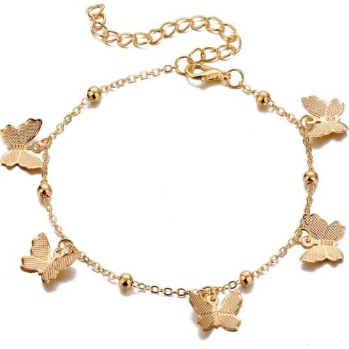 Yayi Jewelry Fashion Butterfly Anklets for Women Gold Silver Color Chain Ankle Bracelet on The Leg Beach Bohemian Foot Jewelry