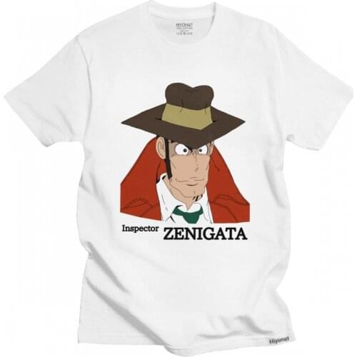 Funny Lupin The Third T Shirt for Men Short-Sleeve Koichi Zenigata Graphic T-shirt Pre-shrunk Cotton Regular Fit Tee Merchandise