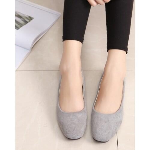 Flat shoe female 2021 spring and autumn square head single shoe fashion female shallow mouth single shoe female shoe big size