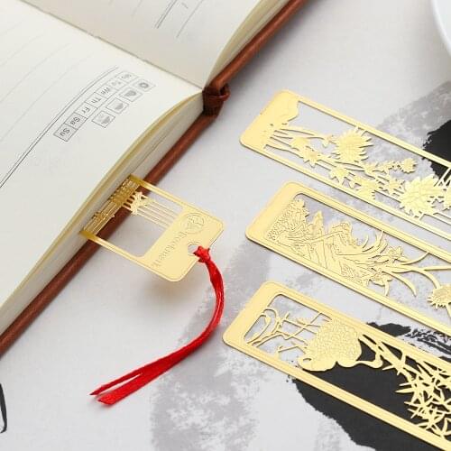 1PC Vintage Exquisite Hollow Out Chinese Style Metal Bookmarks For Kid Gifts Office School Stationery Pagination Mark Book Clip