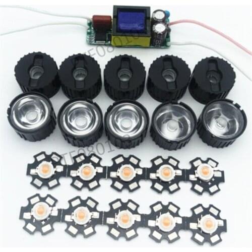 10X 3W Plant Grow Full Spectrum 380-840nm High Power LED + 10pcs lens + 1pcs 6-10x3w driver