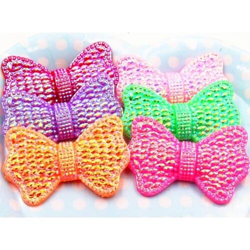 20pcs/lot flat back resin bow mix color resin cabochons accessories 65*42mm