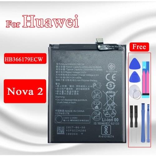 2950mAh Cell Phone Battery For Huawei Nova 2 Nova2 PIC-AL00 PIC-TL00 PIC-L29 PIC-LX9 PIC-L09 HB366179ECW Battery Fast Shipping