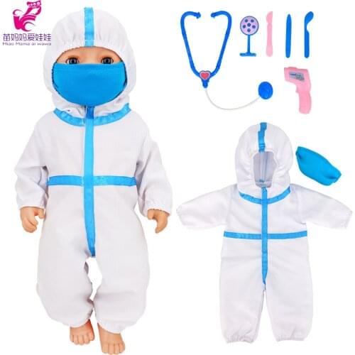 43cm Baby Doll clothes docotors suit 18 inch american og girl doll outfit girl play toys doll wears aceessories