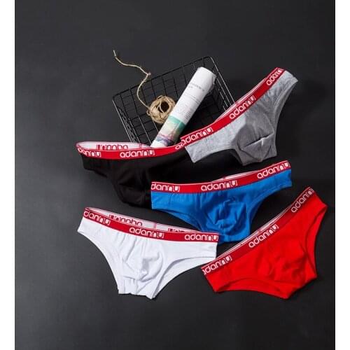 Adannu new triangle underwear mens solid color u convex three-dimensional crotch cotton sexy bikini underwear mens Ad41