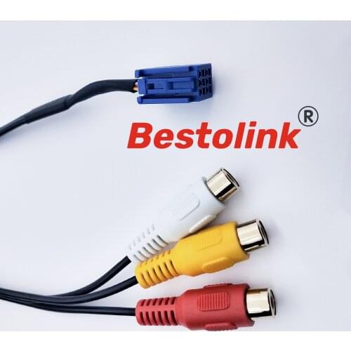 Bestolink 30CM RCA Female Audio/ Video AV-In Cable Wire For Toyota Headunit 6Pin Blue A/V Port 3040