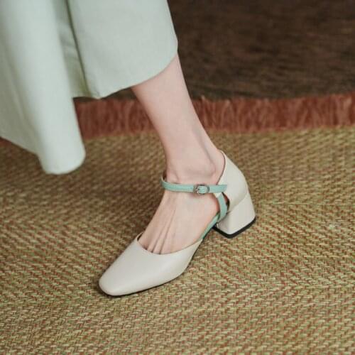 Summer Shoes Women Sandals Mixed Color Slingbacks Shallow Ladies Dress Shoes Round Toe High Heels Sandalias Mujer Size 31-43