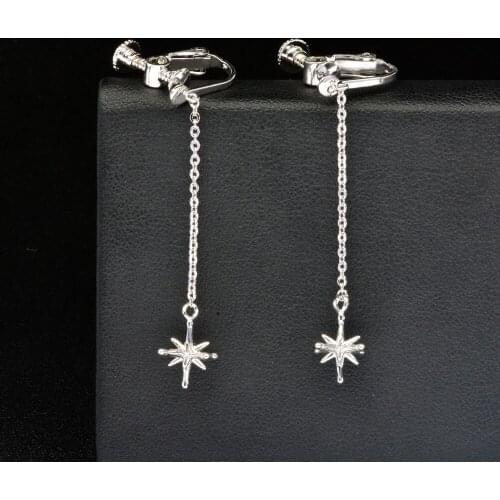 Diamond Star S925 Sterling Silver Drop Earrings for Women Cute/Romantic Wedding Fine Jewelry Diamond Star Luxury Women Earrings