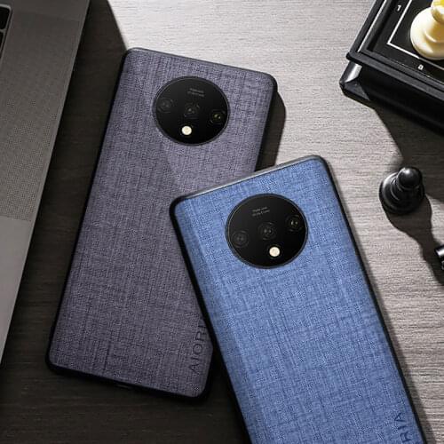 Cloth Texture Phone Case For Oneplus 7T Fabric Ultra-thin Canvas Silicone Back Cover