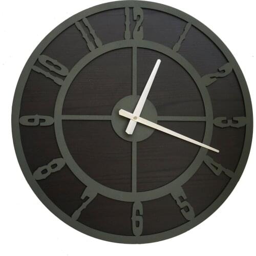 North Designed Tuşpa Mildew Green Circle Decorative Wall Clock 48 Cm