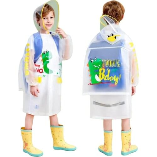 Kids Rain Coat Boys Girls Waterproof Rain Jackets Hooded Cartoon Printed Summer Outfits 2-15Y Kids Rain Coat Toddler Rainwear