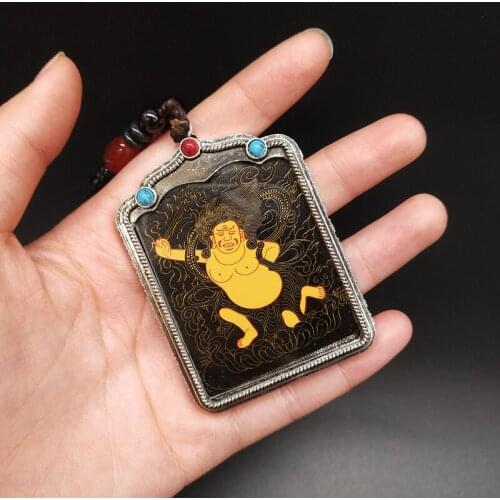 Efficacious Amulet Greco-Buddhist pocket travel Mascot Vajradhara Vajrapani Bodhisattva Auspicious Tibet Buddha card Pendant