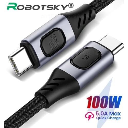 5A USB C Data Cable 100W PD USB Type C Cable For Macbook Pro USB Fast Charging Cable USB Type-C Quick Cord For Samsung S10 Note