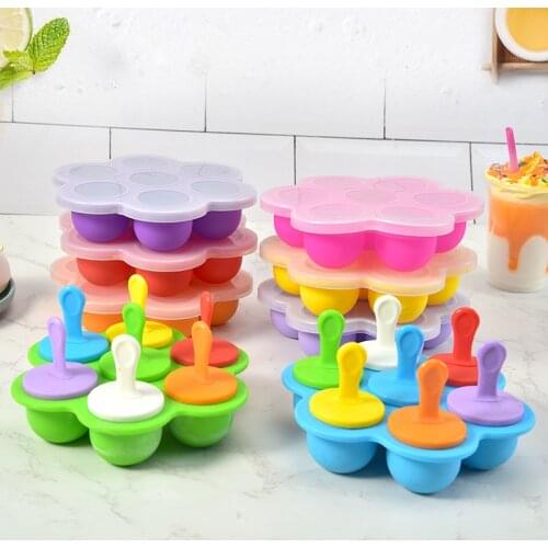 Creative Silicone Children Mini Popsicle Mold Homemade Household Covered Baby Food Box Ice Lollipop Mould