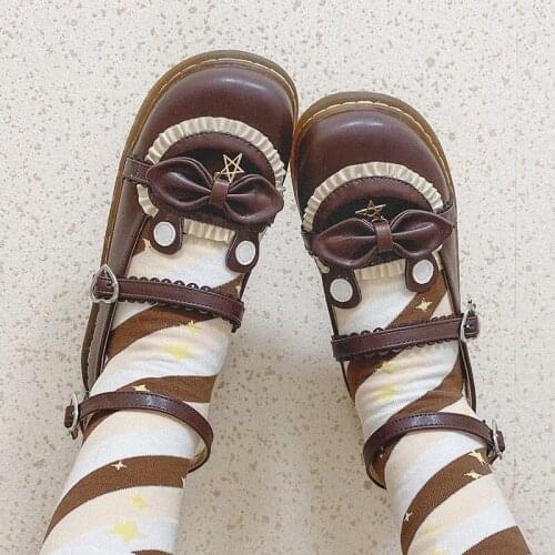 Rabbit Bear Kawaii Ear Bow Lolita Woman Shoes Round Head Female Flats Loli Anime Harajuku Sweet Jk Girls School Student Japanese