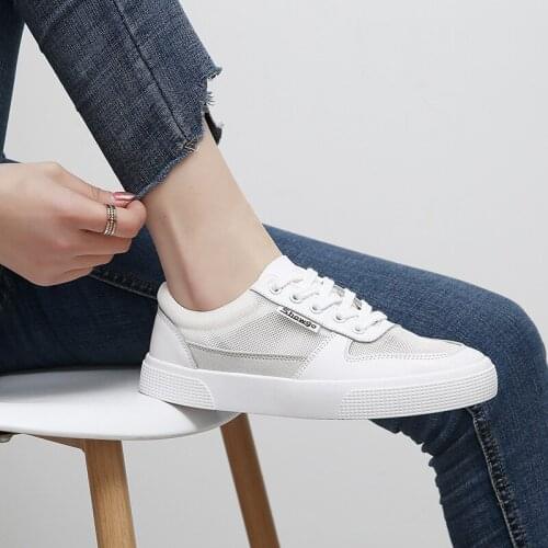 White Shoes Woman Sneakers Female Trainer Casual Mesh Women Shoes Lace Up Breathable Platform Flat Shoes Ladies Mujer Zapatillas
