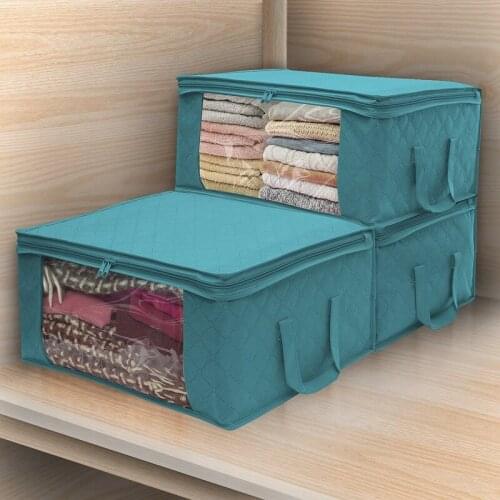 Hot 3PC Quilt Storage Bag with Lid Foldable Dust-Proof Storage Box Large-Capacity Storage Bag for Clothes Closet Storage Bag