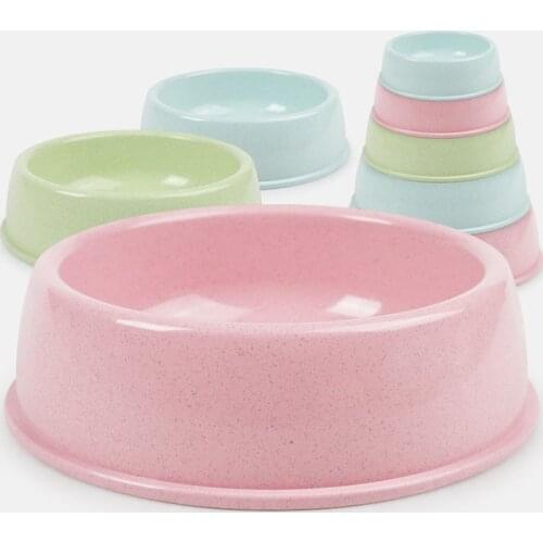 Eco-friendly Wheat Straw Pet Bowl for Dogs and Cats Candy Color Pet Puppy Food & Water Bowls Anti-skip No Tip Blue Green Pink