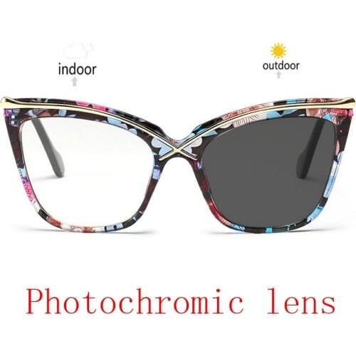 Fashion UV Finished Sun Photochromic Myopia Glasses Women High Quality Optical Eyewear Degree Prescription Glasses Frame NX