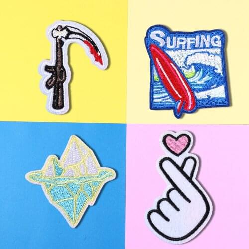 Punk Reapers Scythe badge wind cloth stickers Sea surfing DIY Love your gesture Embroidery stitch repair jacket coat decoration
