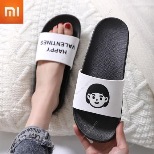 Xiaomi Cartoon Couple Slippers Bathroom Non-slip Loafer Men Women Solid Color Thick-soled Slipper New Styles